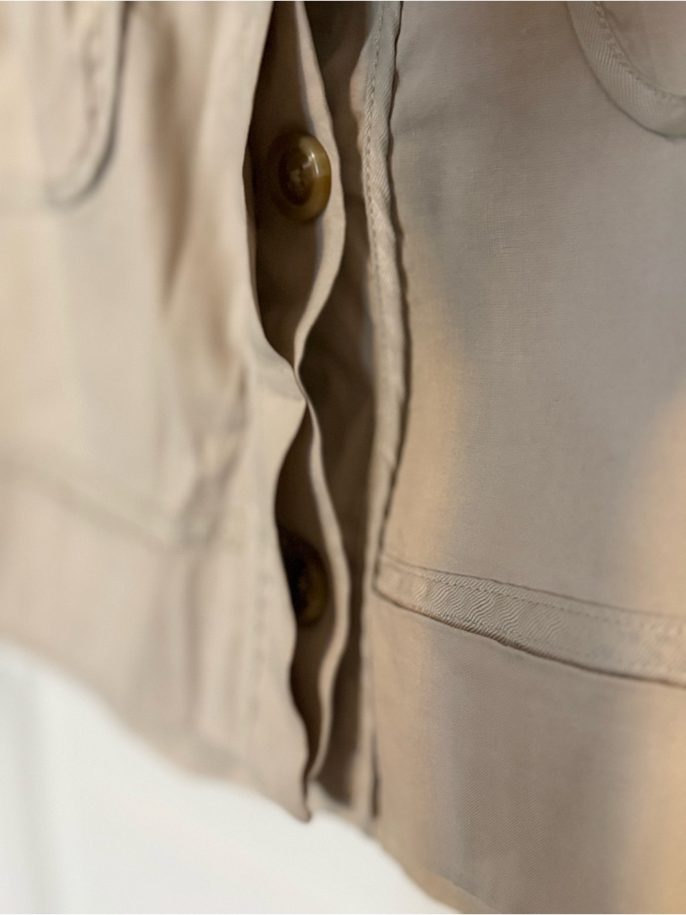 Elie Tahari Beige Cotton Blend Skirt with Tie Waist - Picture 4 of 7